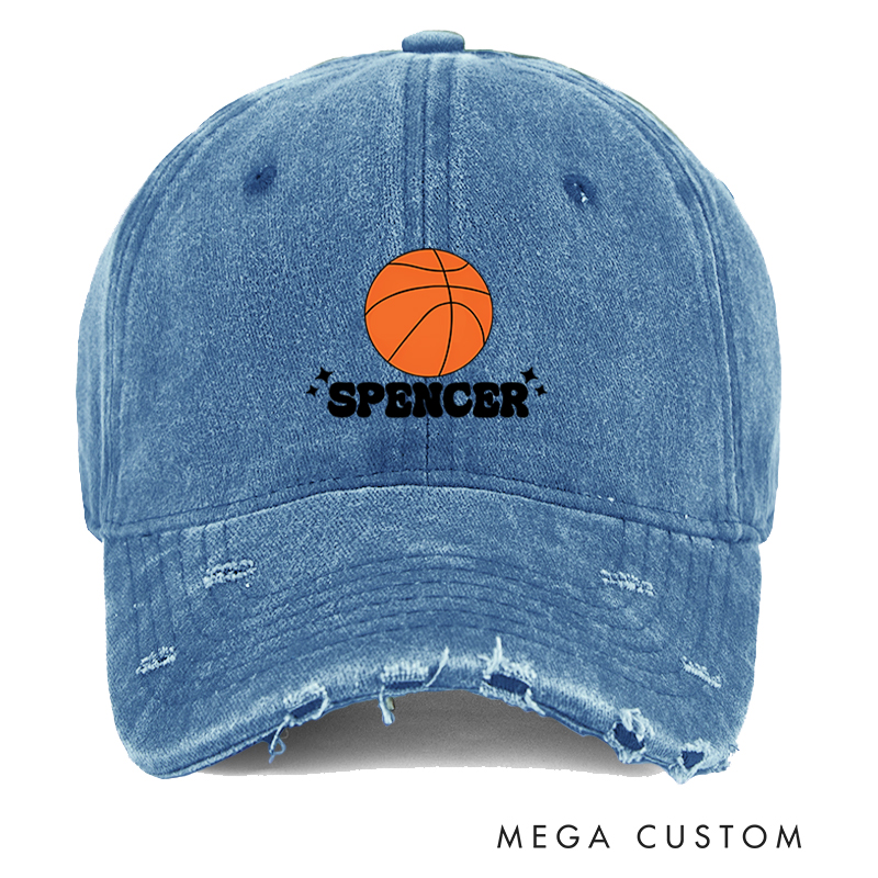 Personalized Basketball Distressed Cap with Custom Name Design