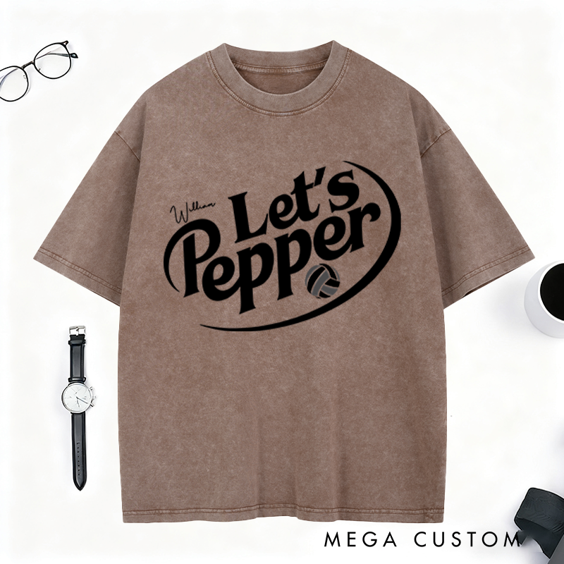 Personalized Volleyball Washed T-Shirt with Custom Name and Design
