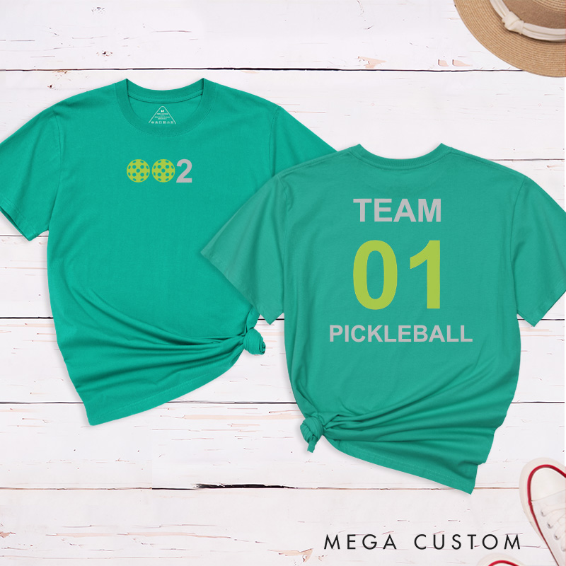 Personalized Pickleball T-Shirts Featuring Team Name and Number - Custom Pickleball Gear