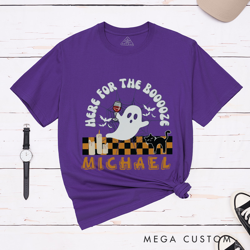 Personalized Here for the Booooze Funny Couple Matching Halloween T-Shirt