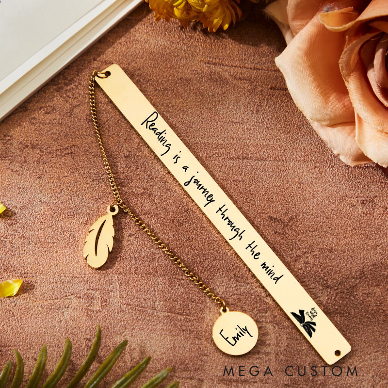 Personalized Reading Is A Journey Through The Mind Bookmark Engraved Metal Bookmark Custom Quote Bookmark Book Lover Gift Bookish Gift