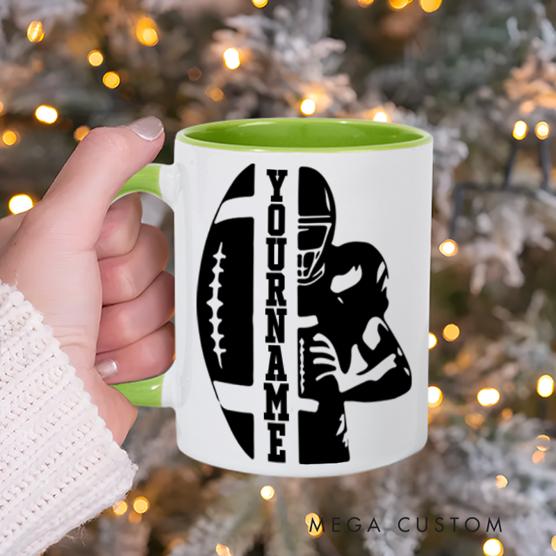 [Copy]Personalized American Football and Rugby Player Design Mug with Custom Name