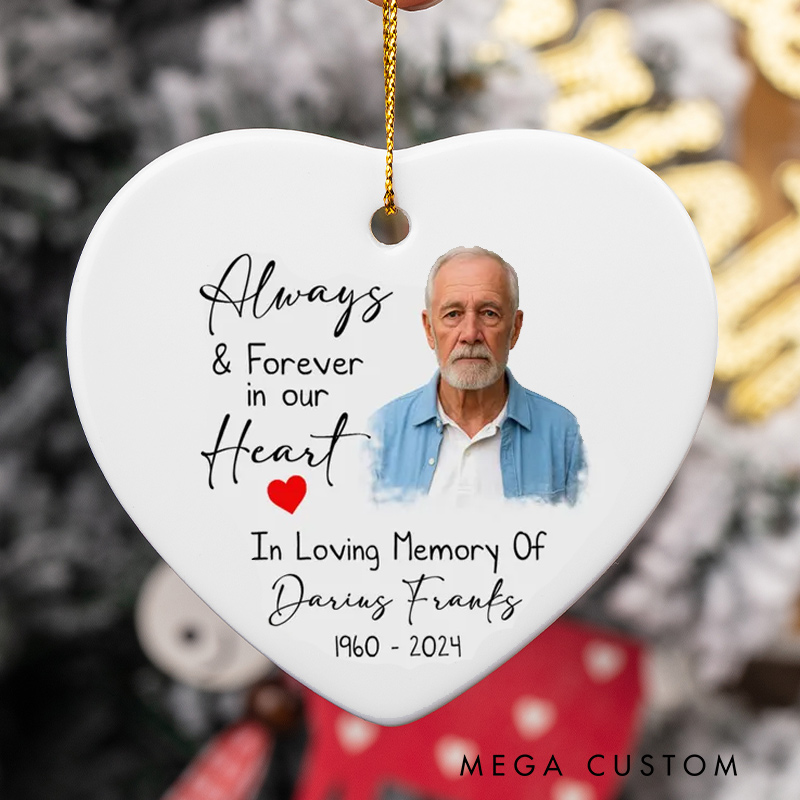 Personalized Photo Memorial Ornament Remembrance Ceramic Ornament for Loss of Loved One Ornament Funeral Ornaments
