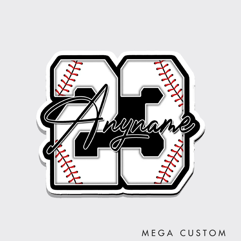 Personalized Baseball Name Helmet Decal Fridge Magnet