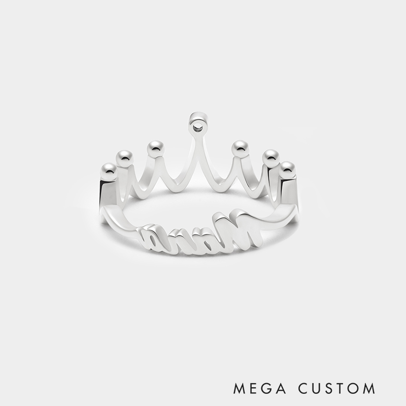 Personalized Dual-Sided Crown Ring – Custom Name and Birthstone Sterling Silver Jewelry 925 Sterling Silver Gifts for Her