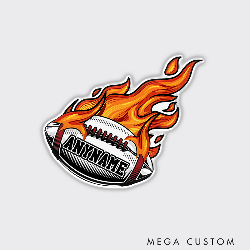 Personalized American Football and Rugby Fire Ball Fridge Magnets with Custom Name 