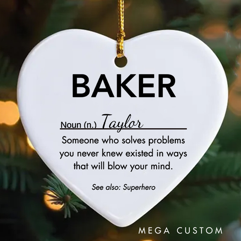 Personalized Baker Definition Christmas Ornament Custom Baker Ornament with Name Xmas Tree Ornament for Baker Christmas Gift Baking Lover Gift Christmas Gift
