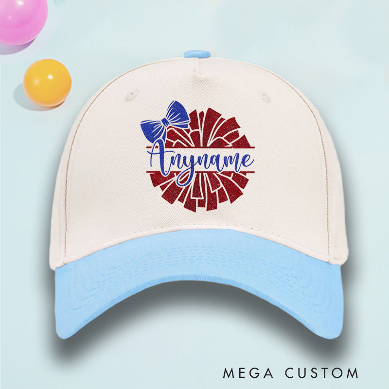 Personalized Cheerleader Name Cotton Two Tone Cap with Custom Name for Fans