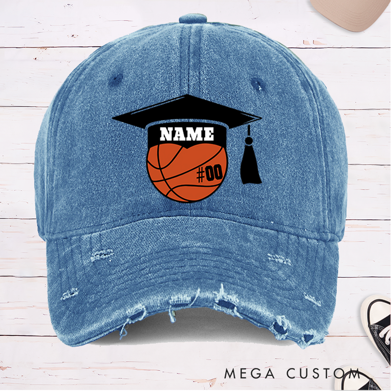 Personalized Graduation Basketball Cap with Custom Name and Number Design