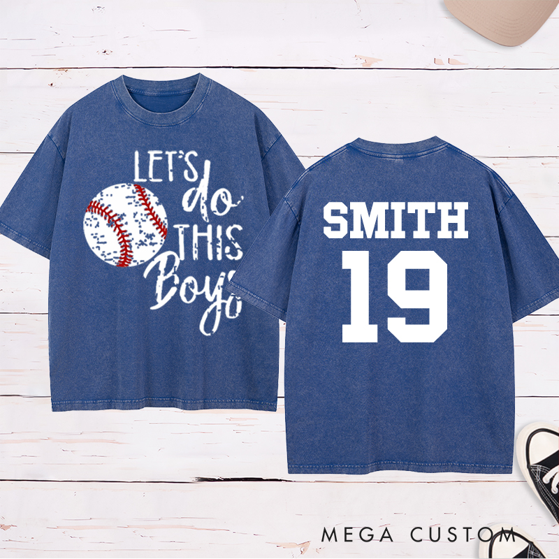 Personalized "Let's Do This Boys" Baseball Washed T-Shirt with Custom Name and Number