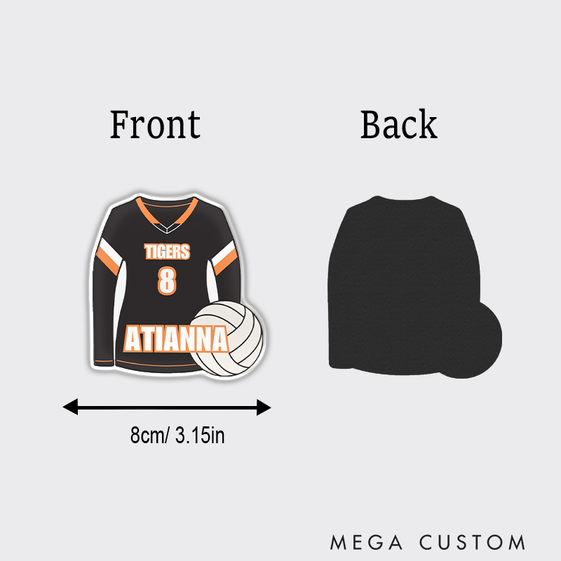 Personalized Volleyball Jersey and Ball Fridge Magnets with Custom Team Name, Player Name and Number