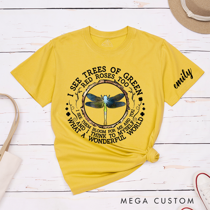 Personalized Classic T-Shirts Wonderful World Nature Enthusiast Dragonfly T-Shirt