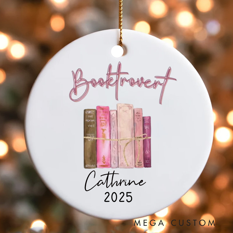Personalized Booktrovert Christmas Ornament Custom Book Ornament with Name Holiday Decor for Book Lovers Gift Librarian Gift