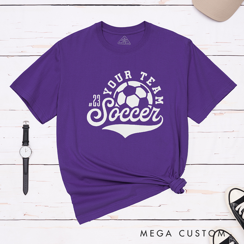 Personalized Soccer T-Shirt with Retro Design and Custom Team Name and Number