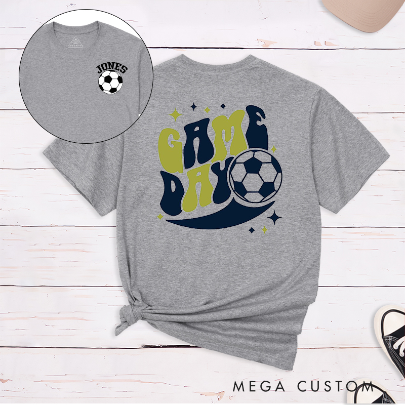 Personalized Game Day T-Shirt  with Fun Retro Design and Custom Name and Number  
