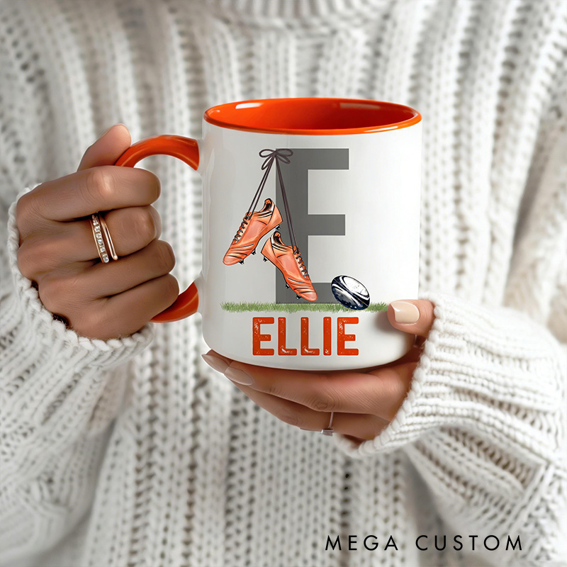 Personalized Rugby Mug with Custom Name for Athletes and Fans