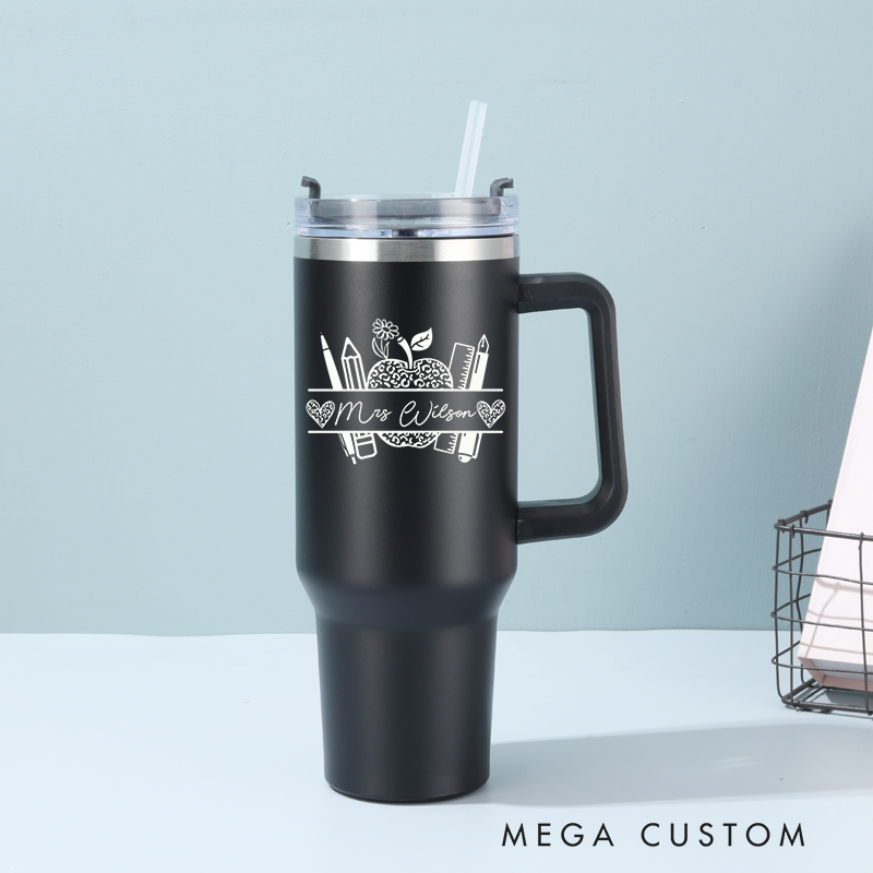 Personalized Tumbler Gift for Teacher 40oz Tumbler with Handle Gift Engraved Water Bottle Gift Teacher Appreciation Gift