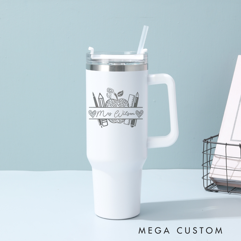 Personalized Tumbler Gift for Teacher 40oz Tumbler with Handle Gift Engraved Water Bottle Gift Teacher Appreciation Gift