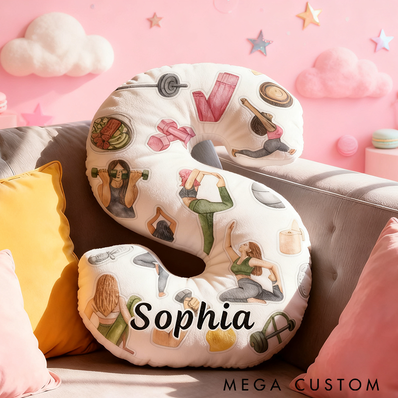 Personalized Fitness Yoga Pillow Funny Yoga Pillow Custom Name with Healthy Lifestyle Design Graphic 3D Print Ideal for Meditation Relaxation and Home Decor 