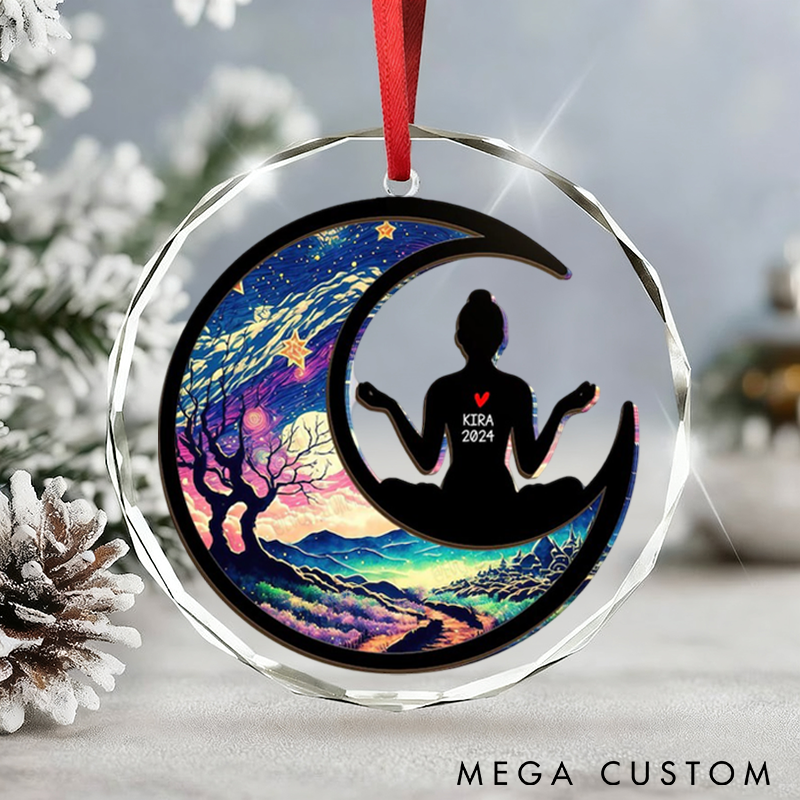 Personalized Yoga Ornament Yoga Meditation Ornament Funng Yoga Ornament Custom Name and Time Perfect Gift for Yoga Enthusiasts