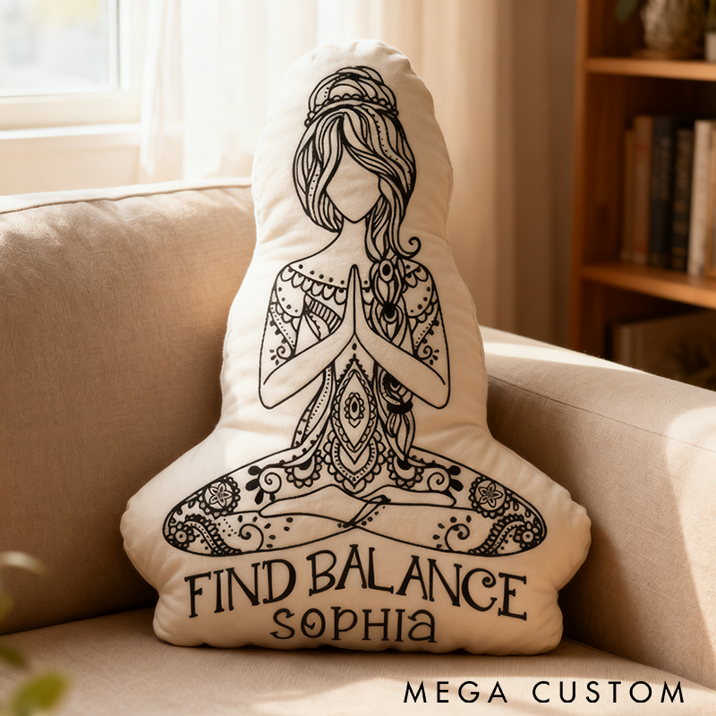 Yoga Pillow Yoga Meditation Pillow Find Balance Pillow with Mandala Design Graphic 3D Print Personalized Decor for Yoga Enthusiasts