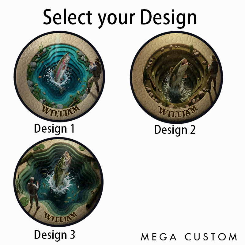 Personalized Fishing Round Rug Custom Name Graphic 3D Print Fish Design Carpet for Fishing Enthusiasts Perfect Home Decor and Unique Gift
