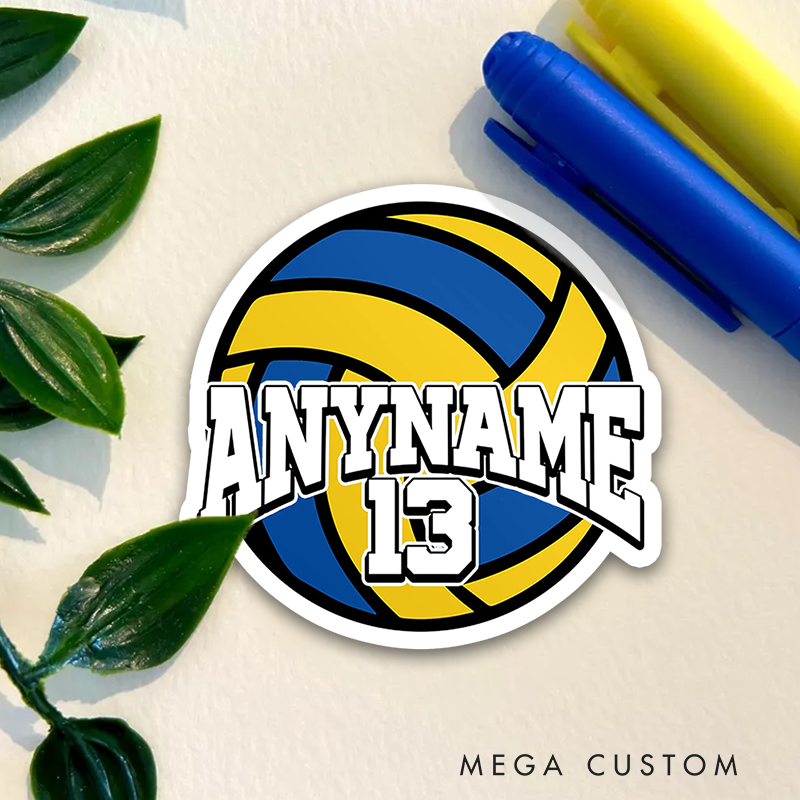 Personalized Volleyball Design Sticker with Custom AnyName and Number