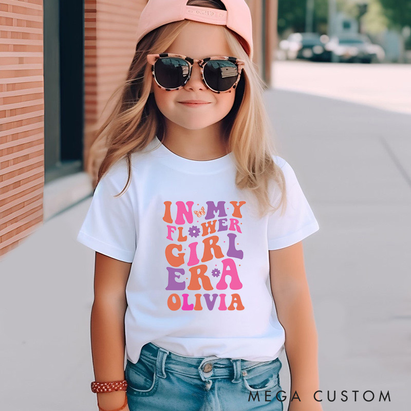 Personalized Vibrant In My Flower Girl Era with Butterfly Wedding Flower Girl T-Shirt 