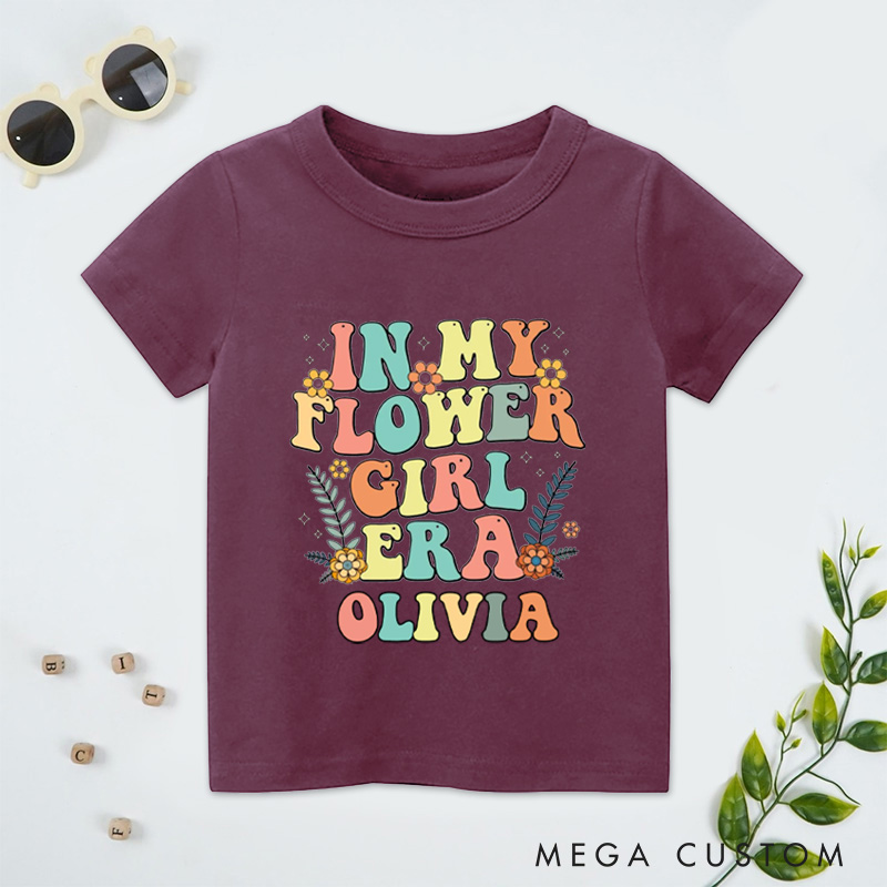 Personalized Colorful Retro In My Flower Girl Era Wedding Flower Girl T-Shirt 