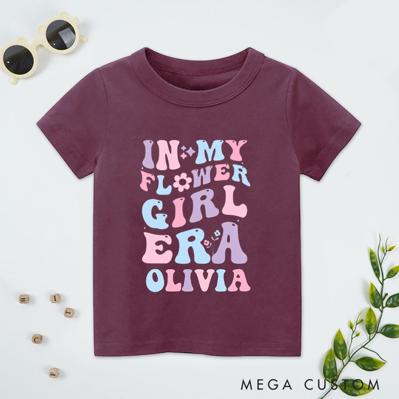 Personalized Pastel In My Flower Girl Era with Flowers Wedding Flower Girl T-Shirt 