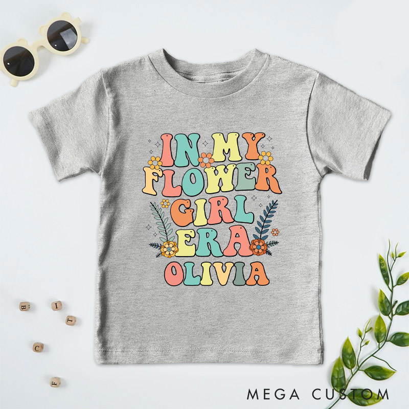Personalized Colorful Retro In My Flower Girl Era Wedding Flower Girl T-Shirt 