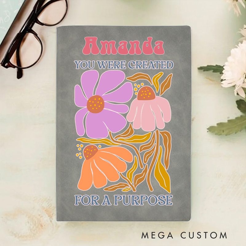Personalized Multicolor You Were Created for a Purpose A5 Sheepskin Suede Notebook with Name Baptism Birthday Gift for Christians  
