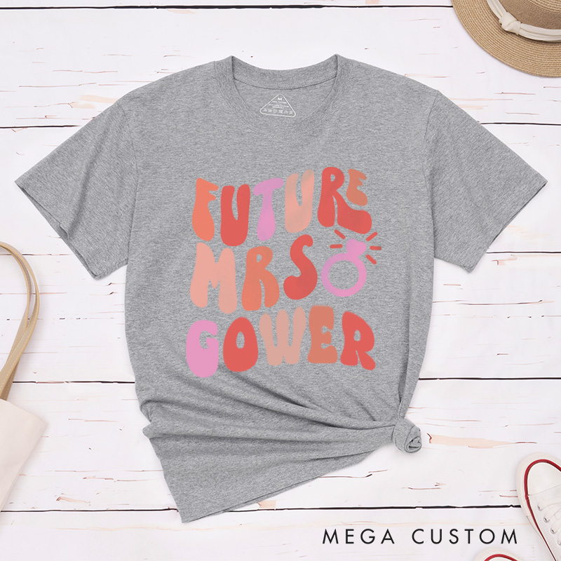 Personalized Bold and Playful Future Mrs. with Rings Fiancee Engagement Fiancée Classic T-Shirt