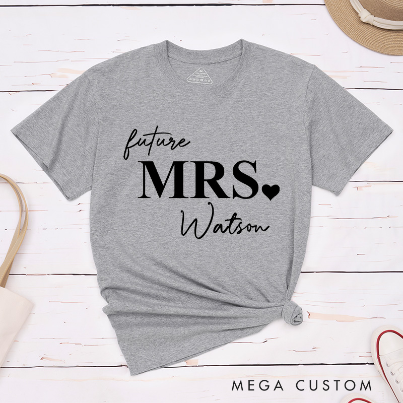 Personalized Elegant Future Mrs with Heart Fiancee Engagement Fiancée Classic T-Shirt