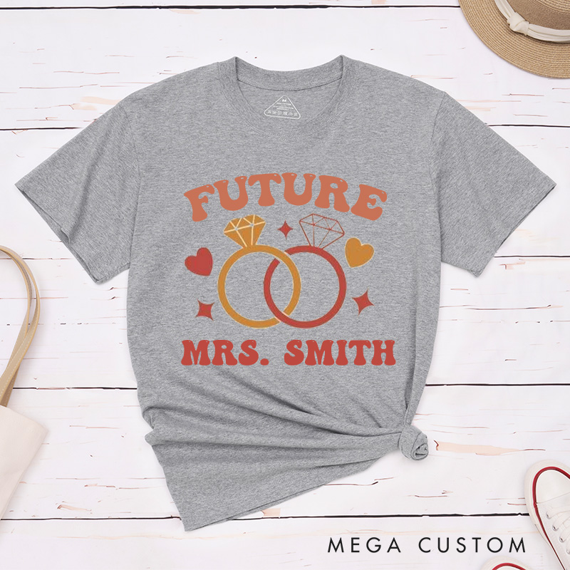 Personalized Playful Future Mrs with Intertwined Rings Fiancee Engagement Fiancée Classic T-Shirt
