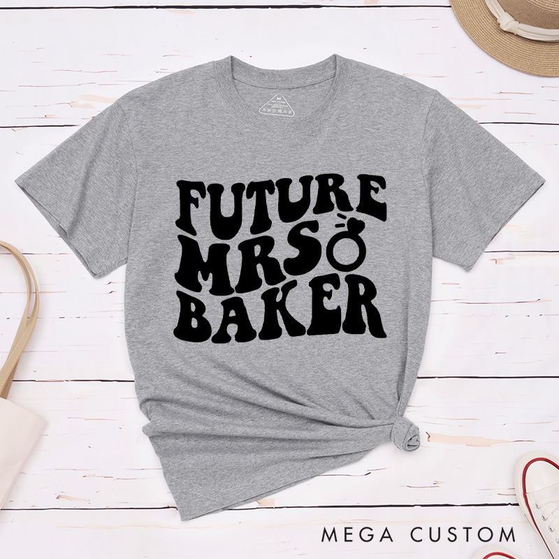 Personalized Retro-Inspired Future Mrs with Ring Fiancee Engagement Fiancée Classic T-Shirt