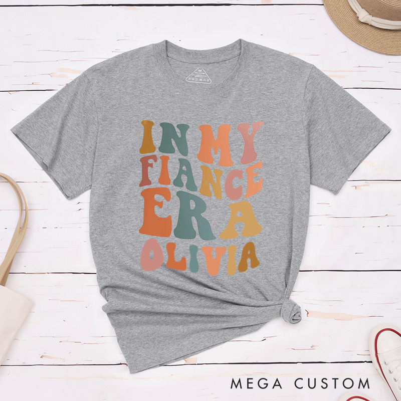Personalized Retro-Inspired In My Fiance Era in Vibrant Earthy Colors Fiancee Engagement Fiancée Classic T-Shirt