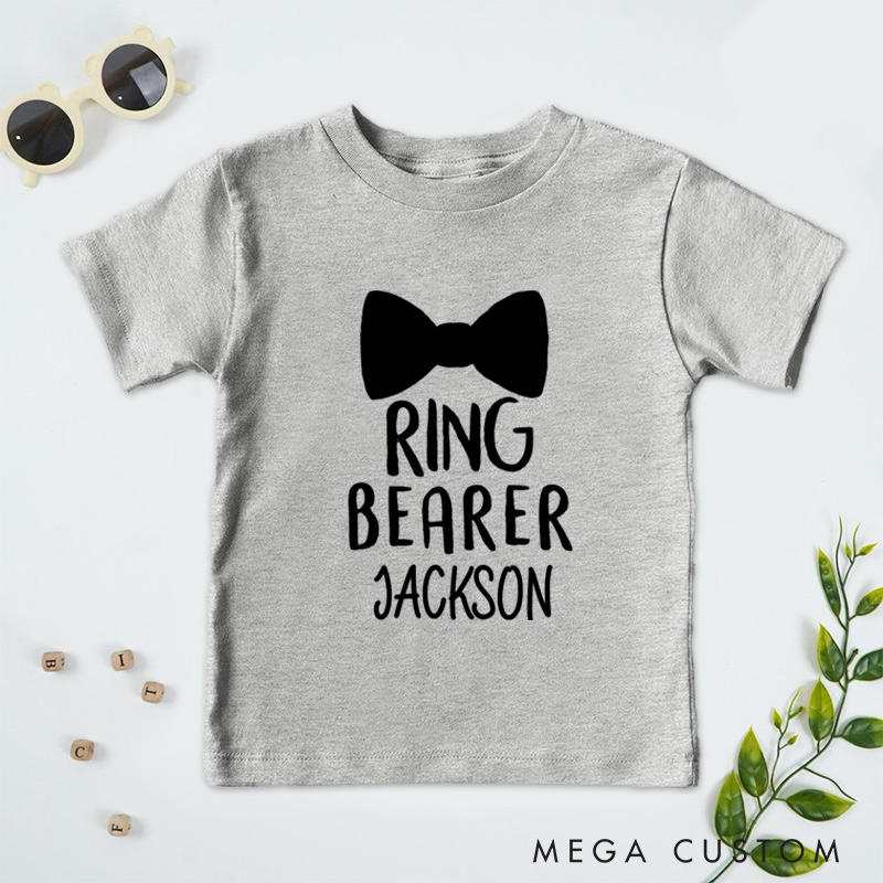 Personalized Chic Ring Bearer with Bowtie Wedding Flower Boy T-Shirt 