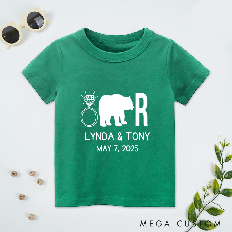 Personalized Funny Ring Bearer with Bear and Ring Wedding Flower Boy T-Shirt 