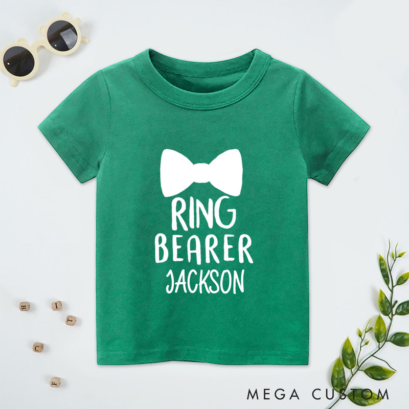 Personalized Chic Ring Bearer with Bowtie Wedding Flower Boy T-Shirt 