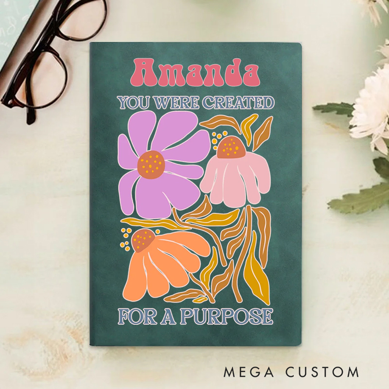 Personalized Multicolor You Were Created for a Purpose A5 Sheepskin Suede Notebook with Name Baptism Birthday Gift for Christians  
