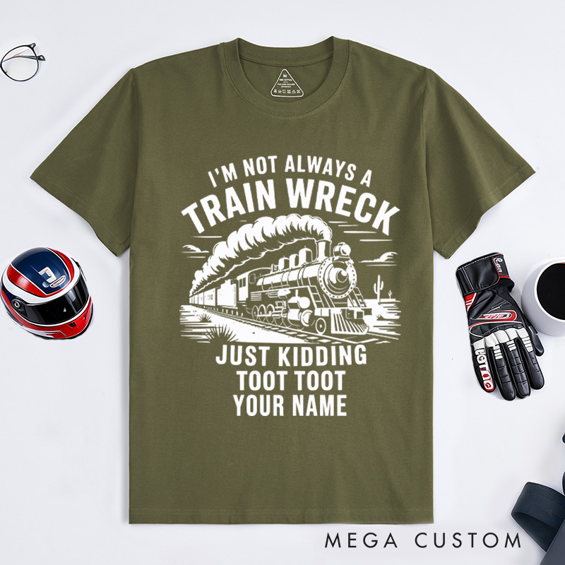 Personalized Train Enthusiast T-Shirt Custom Train Wreck Design Shirt Train Lover Gift