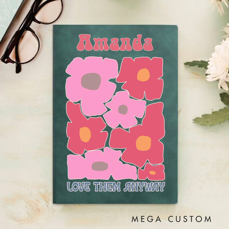 Personalized Multicolor Love Them Anyway A5 Sheepskin Suede Notebook with Name Baptism Birthday Gift for Christians  