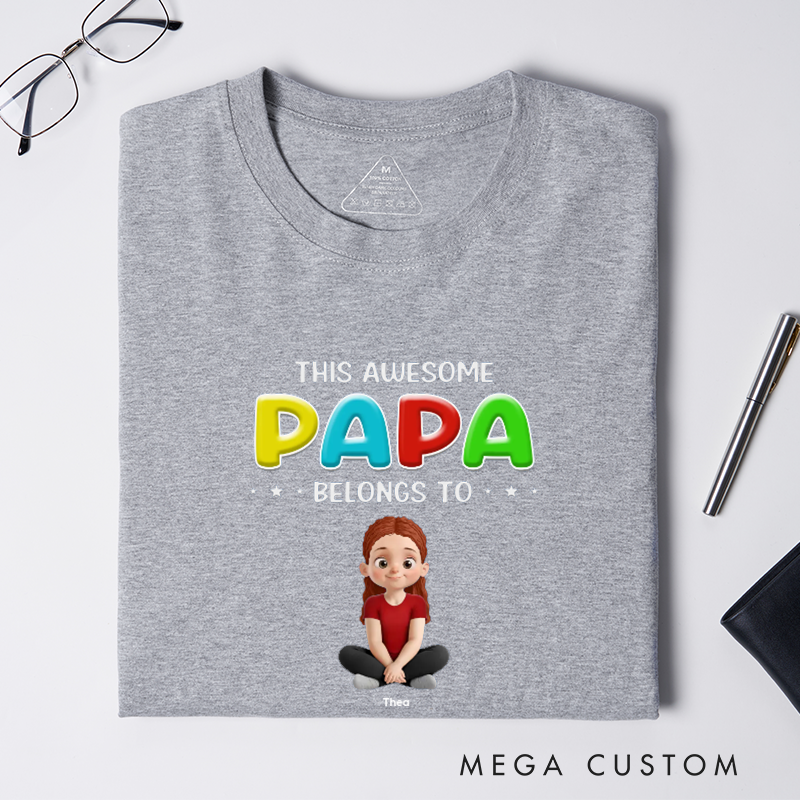 Personalized This Awesome Daddy Belongs To Me Gift for Dad Classic T-shirt