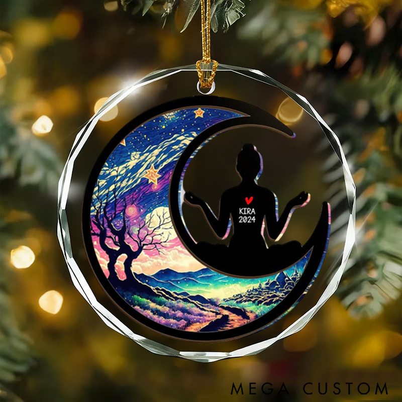 Personalized Yoga Ornament Yoga Meditation Ornament Funng Yoga Ornament Custom Name and Time Perfect Gift for Yoga Enthusiasts