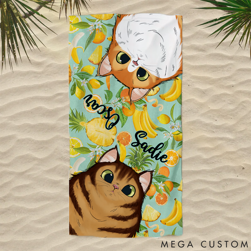 Personalized Cat Lover Peek a Boo Cat Beach Towel