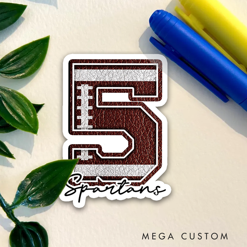 Personalized America Football and Rugby Sticker with Custom Name and Number for Fans