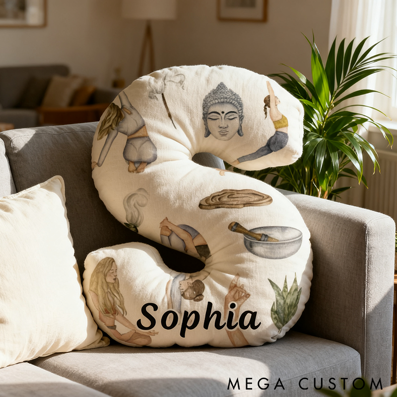 Personalized Zen Yoga Pillow Yoga Meditation Pillow Custom Name Pillow Graphic 3D Print Ideal for Relaxation Mindfulness and Home Decor 