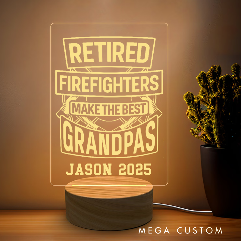 Personalized Firefighter Night Light Retirement Gift for Grandpa Retired Firefighters Make the Best Grandpas Fireman Decor Anniversary Gift