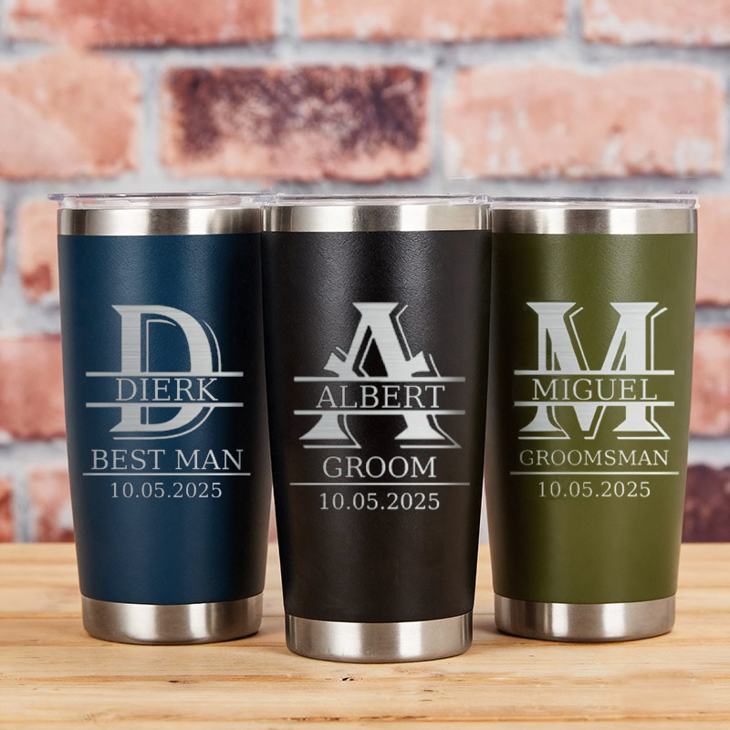 Personalized Insulated Wedding Tumbler Groomsman Gift Tumbler 20oz Tumbler for Groomsmen Best Man Gift Groom Gift Wedding Party Favor 